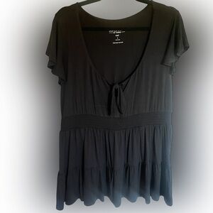 Torrid Black Tie-Front Blouse